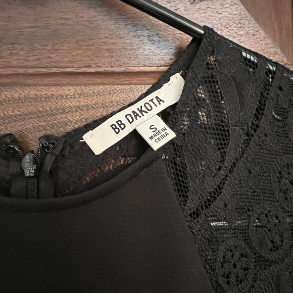 BB Dakota 'Yale' Lace Panel Fit & Flare Dress - Black - Small - Picture 2 of 3